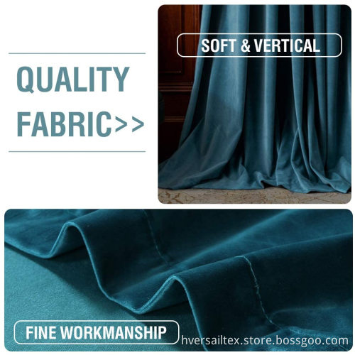Soft Textured Blackout Velvet Window Curtain Drapes